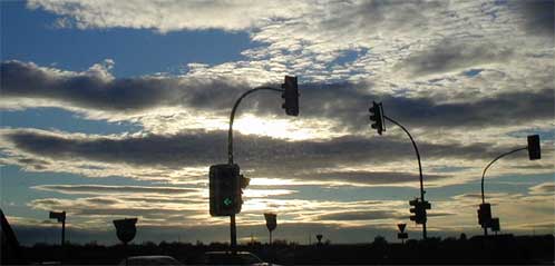 Ampeln im Abendlicht